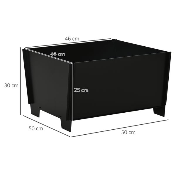 Outsunny Feuerschale, demontierbar, steckbar, für Garten, Camping, BBQ, 50 x 50 x 30 cm, Stahl, Schwarz