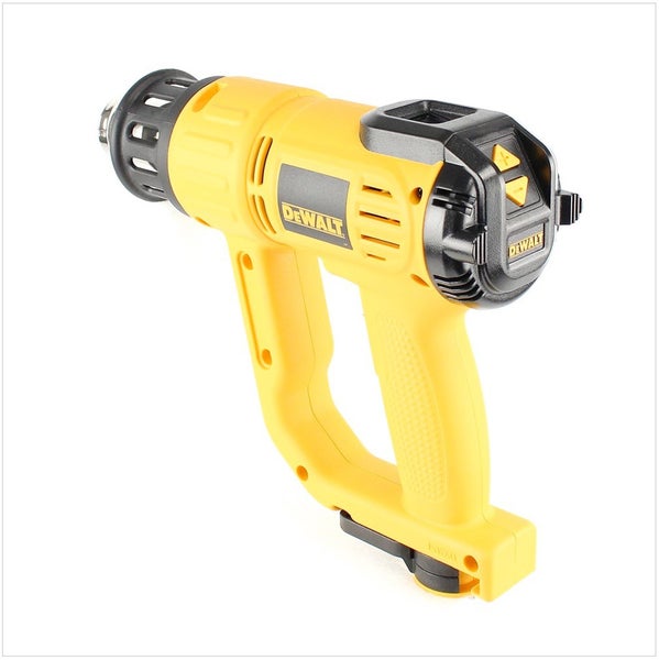 DeWALT Heißluftpistole mit verstellbarer Temperatureinstellung und ergonomischem Griff.