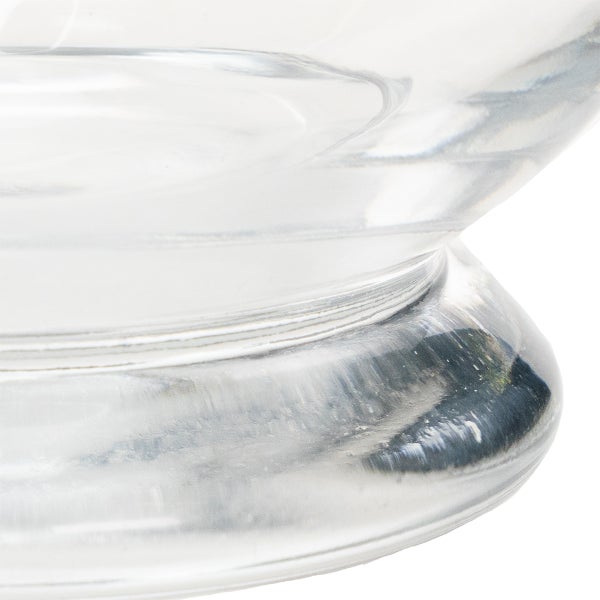 Runde Untertasse aus klarem Glas, Draufsicht.