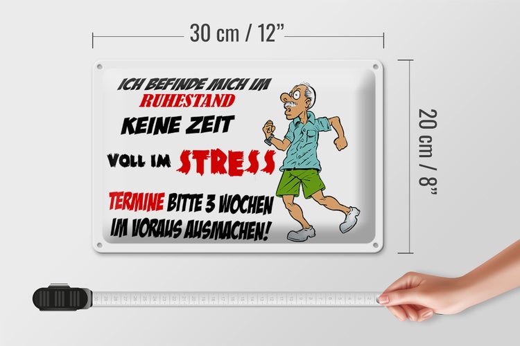 Blechschild Spruch 30x20cm ich befinde mich im Ruhestand