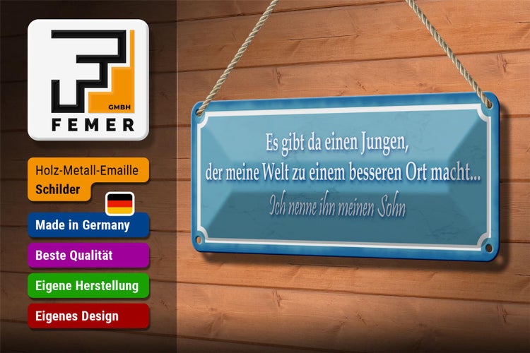Blechschild Spruch 27x10cm Es gibt einen Jungen mein Sohn Dekoration