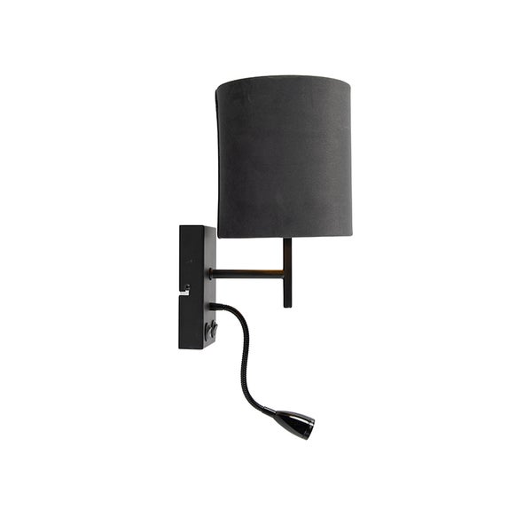 Wandleuchte mit Stoffschirm und Leselampe