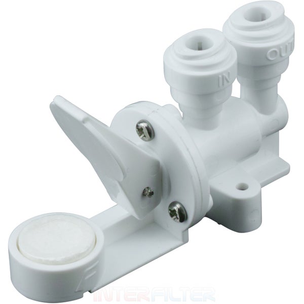 Leckagesensor mit mechanischem Absperrventil für Wasserfilter aus Kunststoff
