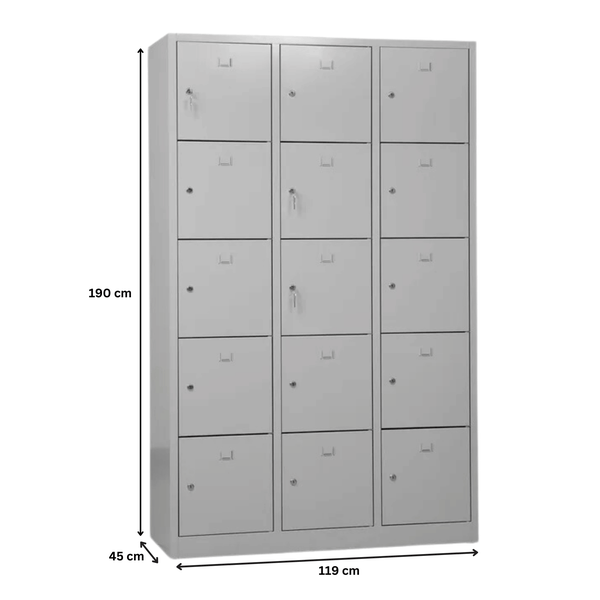 PROREGAL Schließfachschrank Falcon Large HxBxT 190 x 119 x 45 cm Zylinderschloss Grau