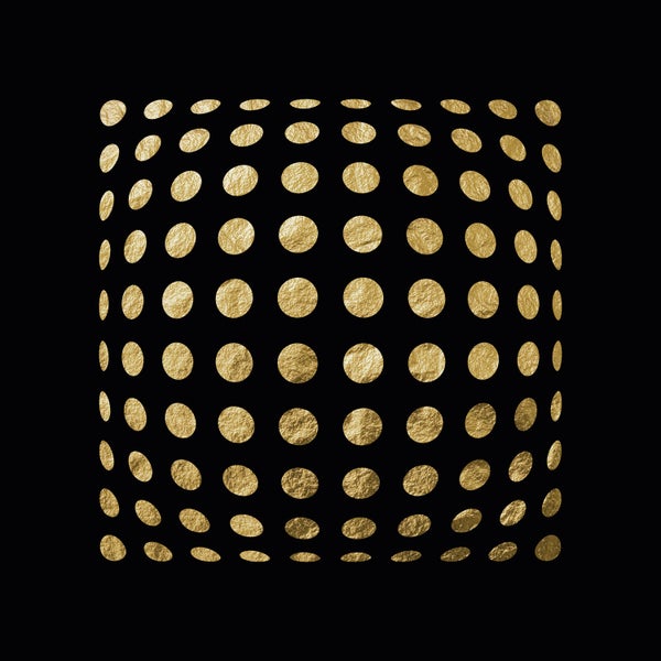 Blattgoldbild | Punkte | Bälle | Wandbild mit Blattgold Applikationen| Handarbeit | Deko | P1779778_GOLD, Format: 50x50cm