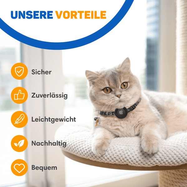 Vulpes Goods Katze Halsband - Apple Airtag Halsband für Katze - Kratzerfest und wasserdicht - 22-34.2 CM - Einheitsgröße
