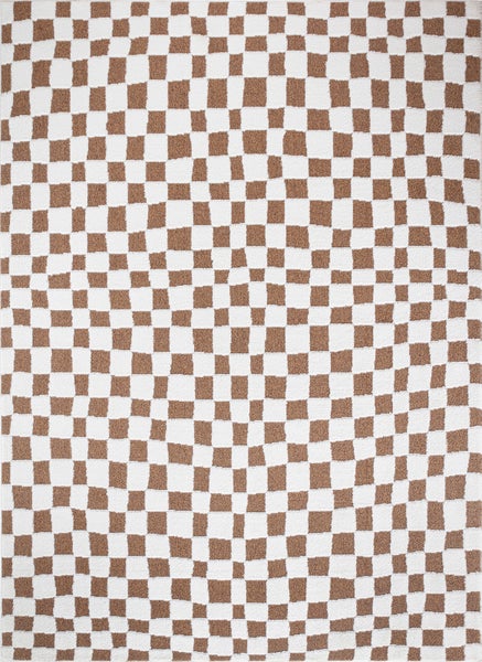 Skandinavischer Teppich mit Karomuster Elfenbein/Terracotta 200x275 cm IRINA