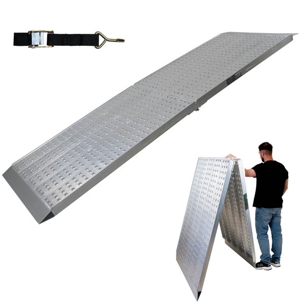 Aluminium Auffahrrampe mit Spanngurt und Faltmechanismus