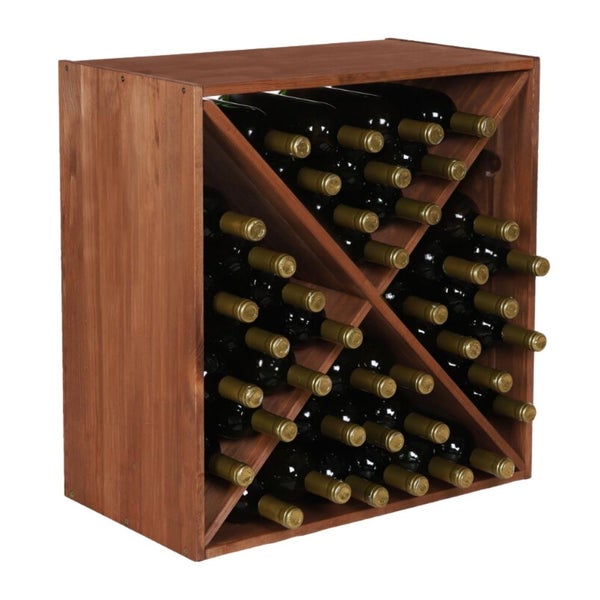 PROREGAL Modulares Weinregal Vincellar Mod HxBxT 60 x 60 x 30 cm Kreuz Modul Für 40 Flaschen Massives Kiefernholz Braun Geölt