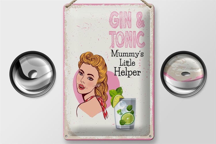 Blechschild Spruch Gin & Tonic Mummy`s little Helper 20x30cm