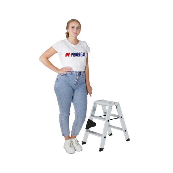 PROREGAL Stufen-Stehleiter Beidseitig Begehbar 2 x 3 Stufen