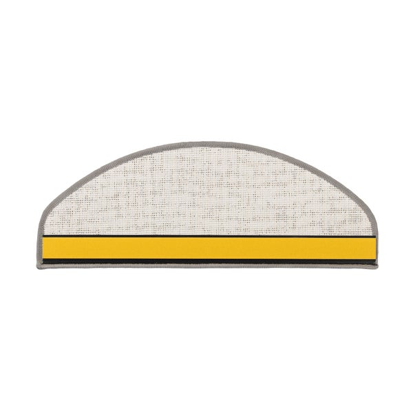 FLOORDIREKT Stufenmatte Sabang - Sisaloptik - Gekettelter Rand & Selbstklebend - Silber - 23,5 x 65 cm - Halbrund