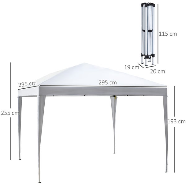Outsunny Pavillon ca. 3x3m, wasserabweisend Stabil Winterfest Pop-up Faltpavillon, UV Schutz, Faltbar Partyzelt Gartenzelt mit Tasche, Gartenpavillon für Camping Garten, Weiß