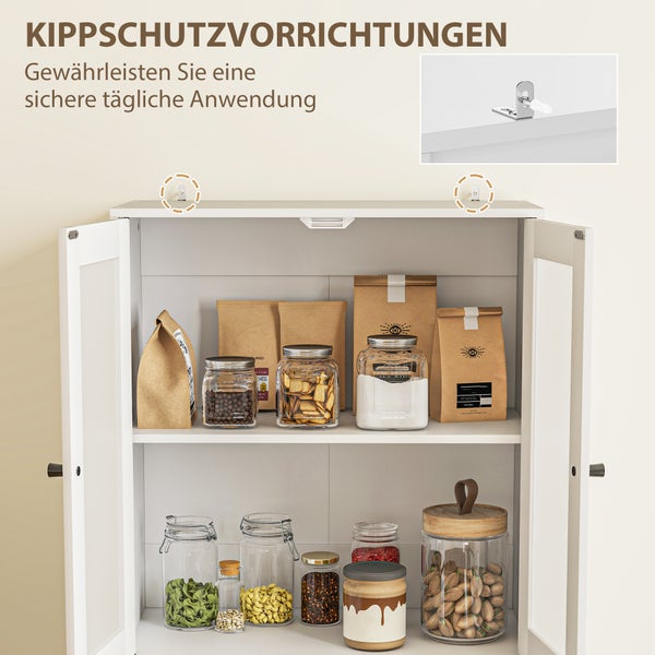 HOMCOM Küchenschrank, Hochschrank mit Schublade, verstellbaren Einlegeböden, Küchenbuffet mit 2 Schrankfächer für Wohnzimmer, Esszimmer, 59 x 30 x 170 cm, Weiß