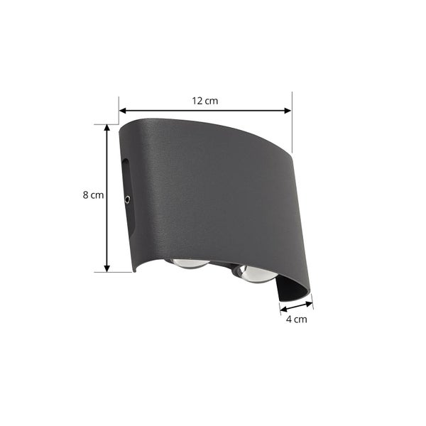 Lindby LED Wandleuchte außen Ithan (spritzwassergeschützt (Modern) in Alu aus Aluminium (2 flammig, ) - Außenwandleuchten Wandlampe Led Außenlampe Outdoor für Außenwand/Hauswand