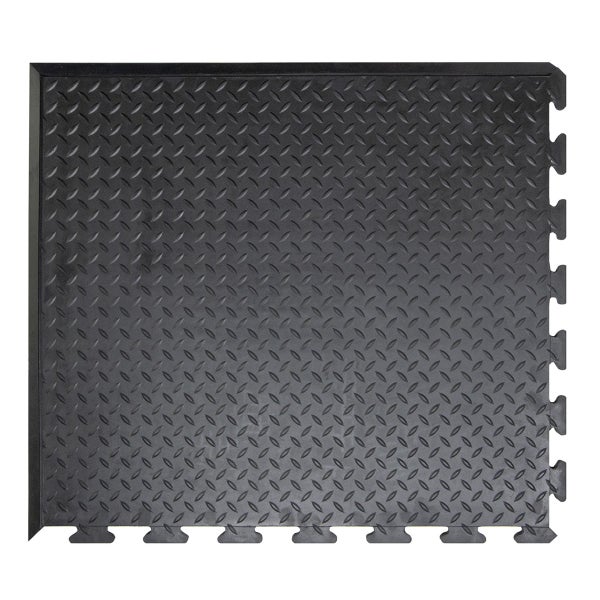 PROREGAL Anti Ermüdungs Gummifliese Eckstück Links BxL 70 x 78 cm Stärke 1,2 cm Schwarz