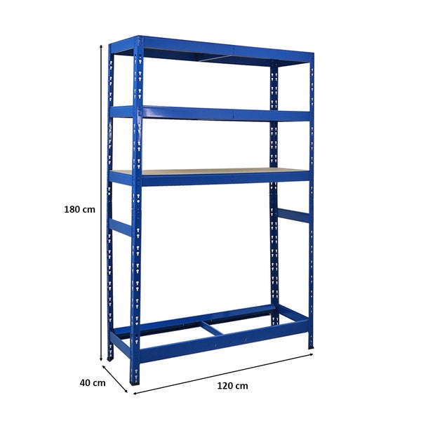 PROREGAL Reifenregal Tiger HxBxT 180 x 120 x 40 cm bis zu 6 Reifen auf 1 Ebene + 3 Ablagen Blau