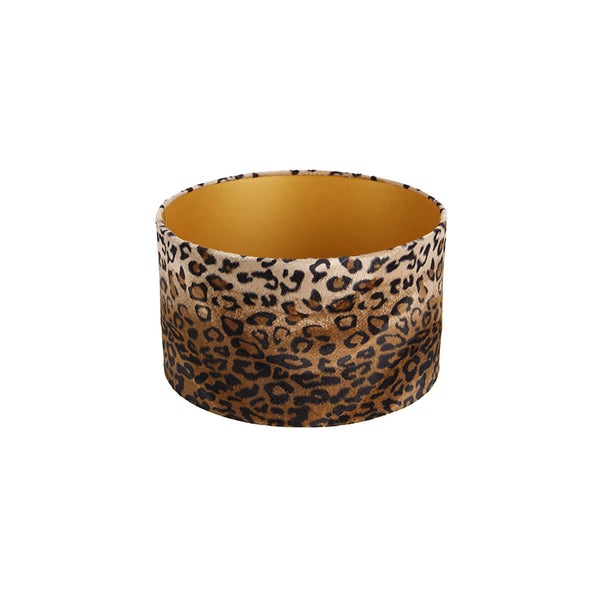Velours Lampenschirm Leopard Design 35/35/20 Gold innen
