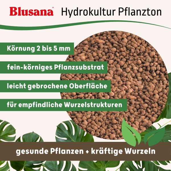 Blusana Blähton 10l Pflanzsubstrat für Hydrokultur Ton-Granulat Körnung 2-4 mm Pflanzton Drainagematerial & Bodenauflockerung
