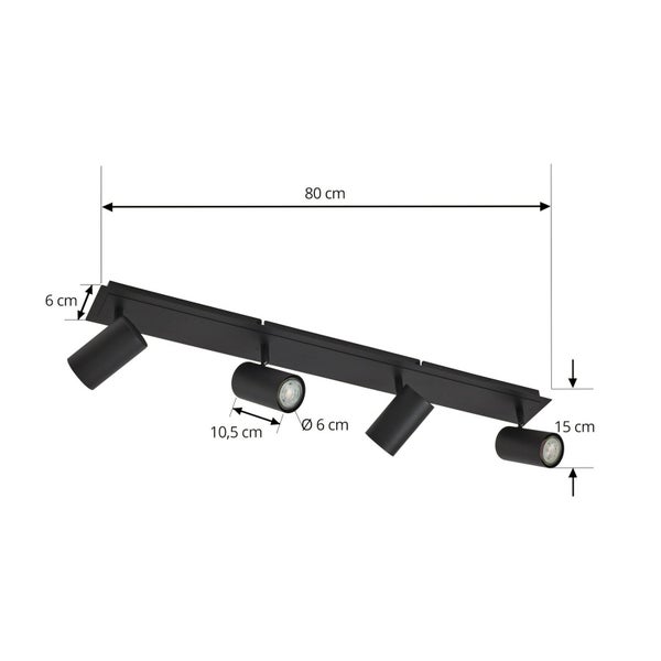 Lindby Strahler Joffrey (Modern) in Schwarz aus Metall (4 flammig, GU10) - Deckenlampe Deckenleuchte Lampe Spot Wohnzimmerleuchte