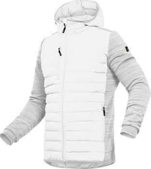 Mascot Hybridjacke mit Kapuze, wattiertem Rumpf in Weiß und Strickärmeln.