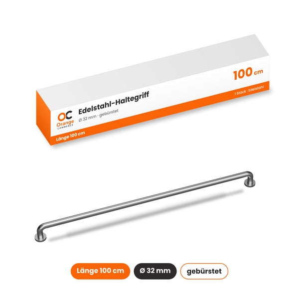 Edelstahl Haltegriff, 100 Zentimeter lang, 32 Millimeter Durchmesser, gebürstet in Verpackung von Orange Commerce