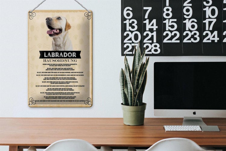 Blechschild Spruch 20x30cm Labrador Hausordnung