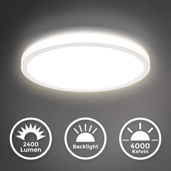 LED Panel Ø29,3 cm - 18W, 2400lm, dimmbar, flach, backlight, neutralweiß, weiß