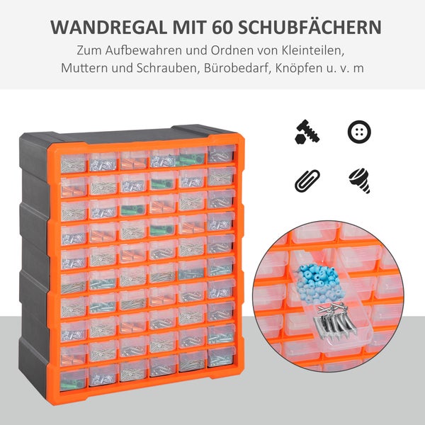 DURHAND Sortierkasten, L38 x B16 x H47,5 cm, PP, Orange