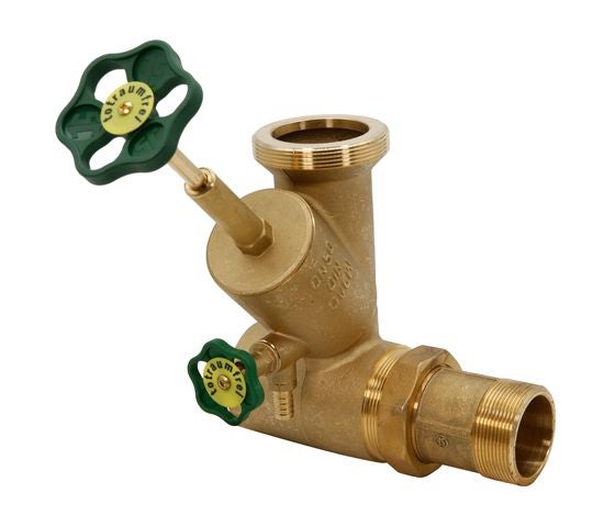 Maßzeichnung eines Ventils mit technischen Angaben in Millimetern und Gewindegrößen.