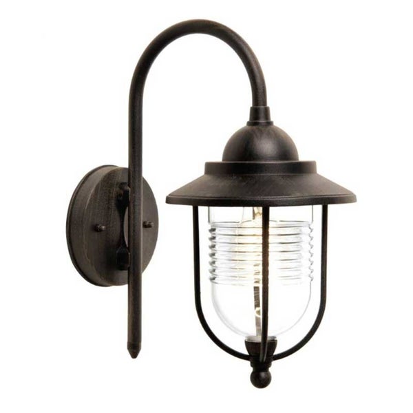 Lindby Wandleuchte außen Meret (spritzwassergeschützt (Retro, Vintage Antik) in Transparent aus Aluminium (1 flammig E27) - Außenwandleuchten Wandlampe Led Außenlampe Outdoor für