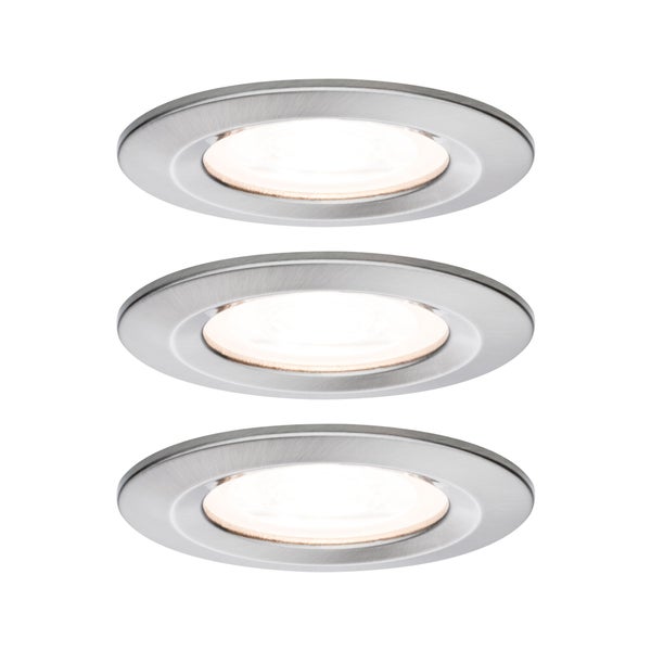 LED Einbauleuchte Nova Basisset starr IP44 rund 78mm GU10 3x6,5W 3x460lm 230V 2700K Eisen gebürstet