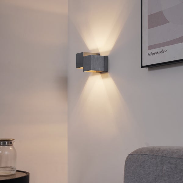 Moderne Wandleuchte Gunmetal 2-flammig - Transfer Double