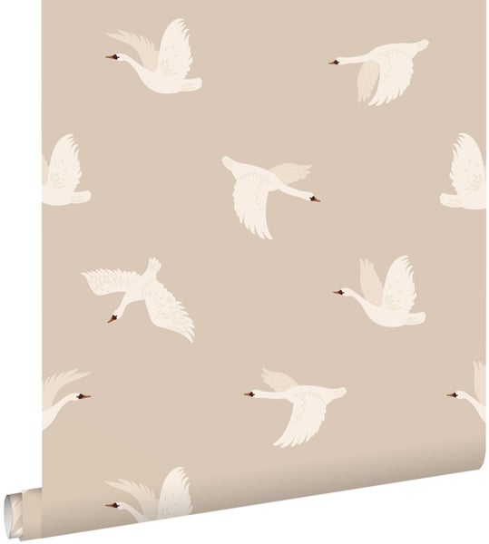 Tapete mit fliegenden Schwanenmuster