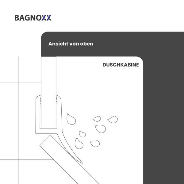 Draufsicht einer Duschkabinen-Dichtung von Bagnoxx.