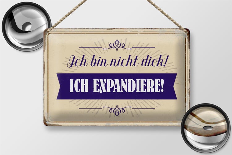 Blechschild Spruch 30x20cm bin nicht dick ich expandiere