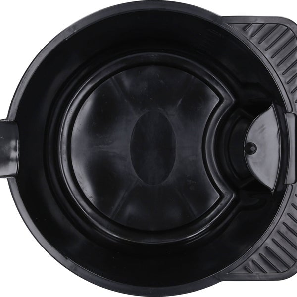 Schwarze Mörtelwanne aus Kunststoff, Draufsicht