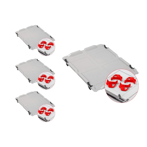 PROREGAL Spar Set 4x Eurobox Nextgen Economy Mit Auflagedeckel & 4x Schiebeschnappverschlüsse Rot Griffe Geschlossen HxBxT 32 x 30 x 40 cm 30 Liter