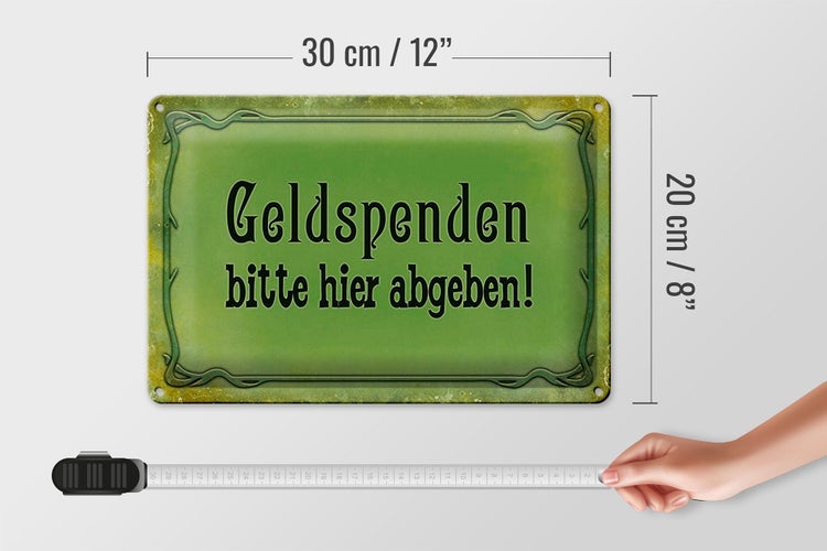 Blechschild Spruch 30x20cm Geldspenden bitte hier abgeben