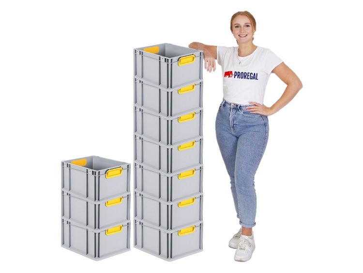 PROREGAL Eurobox Nextgen Color HxBxT 22 x 30 x 40 cm 20 Liter Griffe Gelb Geschlossen Glatter Boden Eurobehälter Transportbox