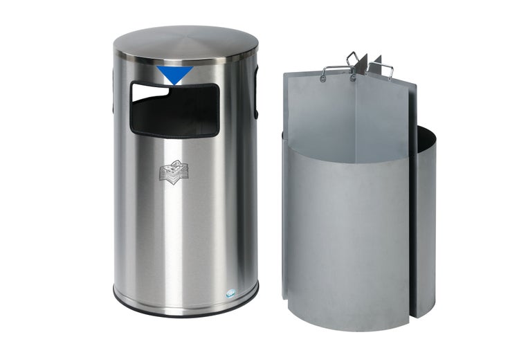 PROREGAL Robuster Modularer Wertstoffsammler Mit 3 Öffnungen 20 Liter HxBxT 75 x 42,5 x 42,5 cm Edelstahl Grau