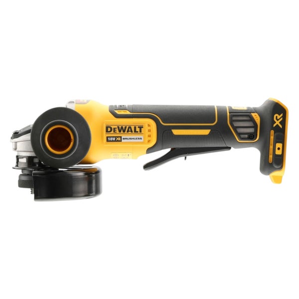 DeWalt Akku-Winkelschleifer 18 Volt XR bürstenlos in der Seitenansicht.
