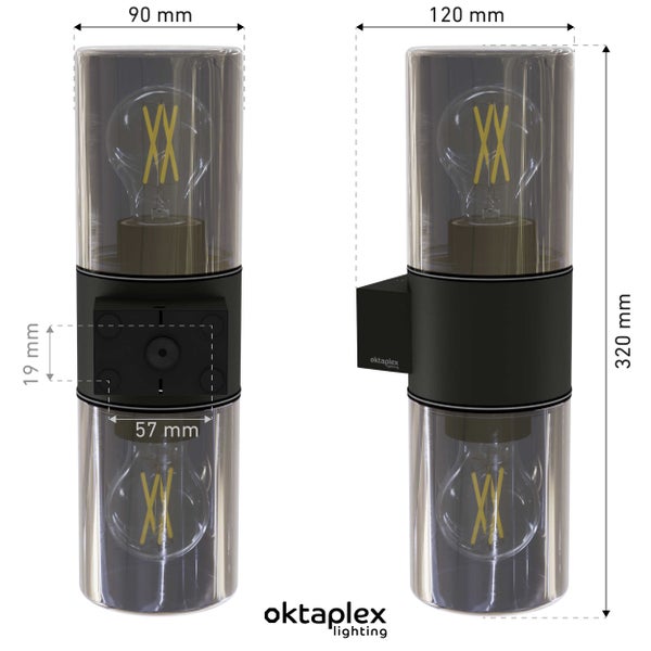 Oktaplex Puno Dos Anthrazit E27 2 Kopf ohne Leuchtmittel