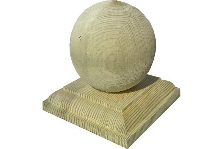 Pfostenkappe aus Holz mit Kugel