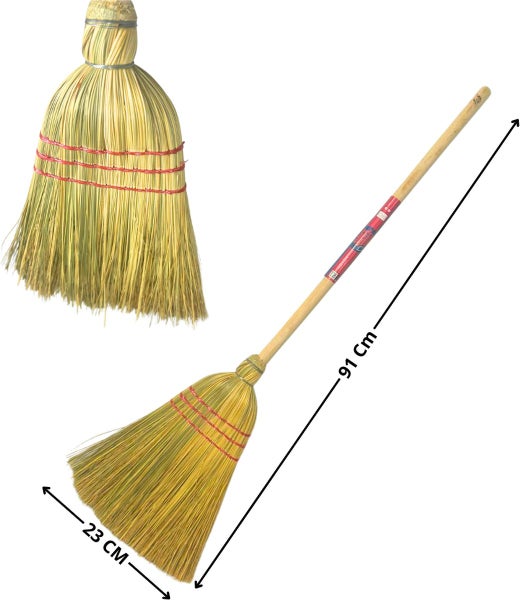 Stielbesen aus Stroh mit den Maßen 91 cm Länge und 23 cm Breite