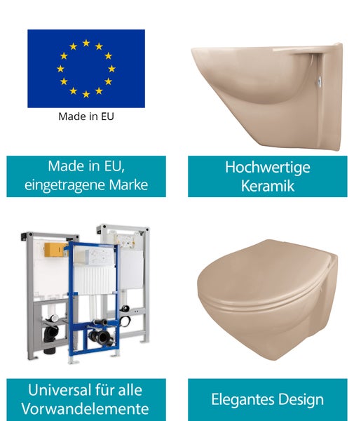 Produktbilder für HORNBACH.de: Hergestellt in der EU, hochwertige Keramik, universell für Vorwandelemente und elegantes Design.