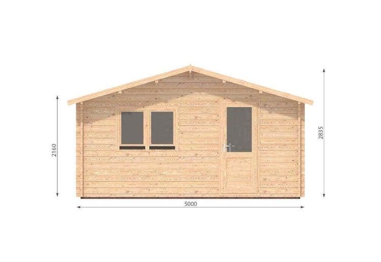 Alpholz Gartenhaus Eko Gartenhaus aus Holz in natur, Holzhaus mit 44 mm Wandstärke Blockbohlenhaus imprägniert 5,2x6,4m
