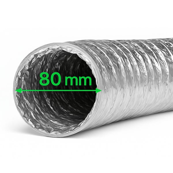 Aluflexrohr 80mm – 1 Meter flexibler Abluftschlauch für Growboxen, Klimageräte & mehr – Feuergeschützt, Robuste Aluminium-Innenbeschichtung, Extra Stabil & Langlebig