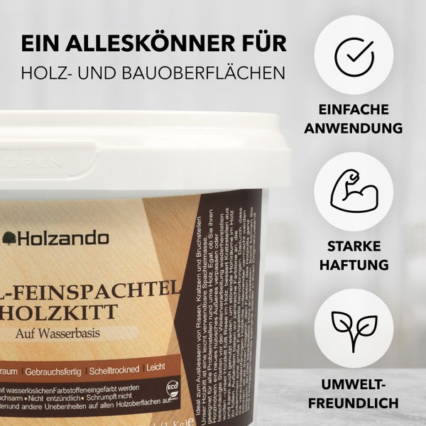 Holzando Holzspachtel zum Ausbessern von Holz- und Bauoberflächen mit einfacher Anwendung, starker Haftung und umweltfreundlichen Eigenschaften