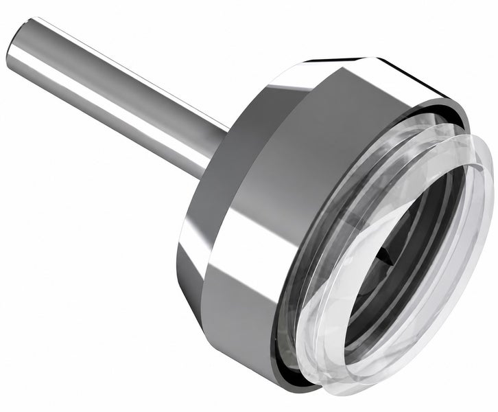 Waschbeckenstöpsel aus Metall mit Dichtungsring und Führungsstange.